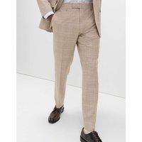 M&S Regular Fit Check Suit Trousers Neutral
