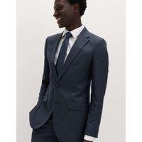 M&S Skinny Fit Grid Check Stretch Suit Jacket Navy