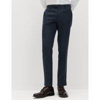 M&S Skinny Fit Grid Check Stretch Suit Trousers Navy