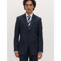 M&S Regular Fit Textured Stretch Jacket Navy