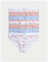 M&S 7 Pack Cotton With Stretch Heart Bow Knickers (18 Mths - 12 Yrs) Multi