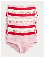 7pk Cotton with Stretch Bow Striped Shorts (5-16 Yrs)