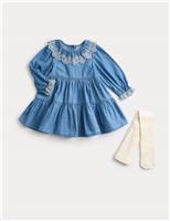 2pc Denim Dress with Tights (0-3 Yrs)
