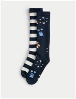 2pk Space Welly Socks (6 Small - 7 Large)