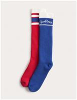 2pk Cotton Rich Good Times Welly Socks (6 Small - 7 Large)