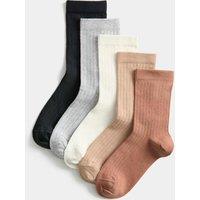 M&S 5 Pack Cotton Rich Socks (6 Small - 7 Large) Multi