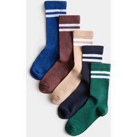 M&S 5 Pack Striped Ribbed Socks (6 Small - 7 Large) Multi