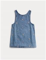 Denim Embroidered Pinafore (2-10 Years)