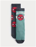 2 Pack Cotton Rich Spider-Man Slipper Socks