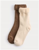 2pk Cotton Rich Cosy Socks (6 Small - 7 Large)