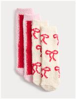 2pk Bow Cosy Slipper Socks