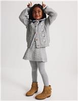 3 Piece Knitted Skirt Outfit with Tights (2-8 Years)