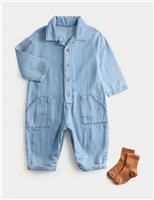 2 Piece Cotton Rich Boiler Suit with Socks (0-6 Yrs)
