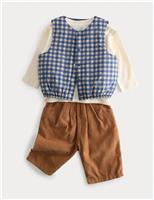 3 Piece Gingham Gilet Outfit (0-3 Yrs)