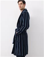 Pure Cotton Velour Striped Dressing Gown