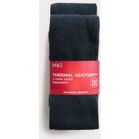 M&S 2 Pack Thermal Tights (4-16 Yrs) Navy
