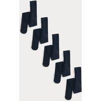 M&S 5 Pack Cotton Rich School Tights (2-16 Yrs) Navy