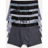 M&S 5 Pack Cotton with Stretch Camo Mix Trunks (5-16 Yrs) Multi