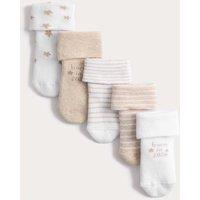 M&S 5 Pack Cotton Rich Terry Born in 2026 Socks (0-12 Mths) White Mix