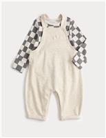 2 Piece Cotton Rich Checked Dungaree Outfit (0-12 Months)