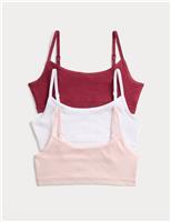 M&S 3 Pack Cotton with Stretch Ribbed Crop Tops (6-16 Yrs) Wine Mix