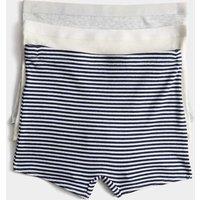 M&S 3 Pack Cotton with Stretch Striped Ribbed Boxers (6-16 Yrs) Grey Mix