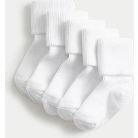 M&S 5 Pack Cotton Rich Baby Socks (0-24 Mths) White