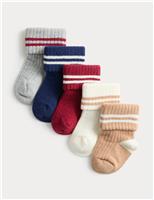 5 Pack Cotton Rich Striped Ribbed Socks (0-3 Years)