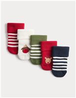 5 Pack Cotton Rich Christmas Baby Socks (0 Mths - 3 Yrs)