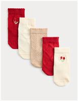 5pk Cotton Rich Floral Baby Socks (0 Mths - 3 Yrs)