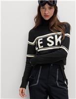 Cotton Rich Slogan Roll Neck Jumper