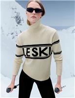 Cotton Rich Slogan Roll Neck Jumper