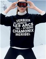 Cotton Rich Slogan Off Piste Crew Neck Relaxed Sweatshirt