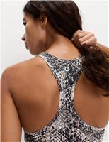 Go Train Printed Medium Support Racer Back Crop Top