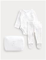 3 Piece Cotton Rich Crawler Outfit with Pouch (7lbs-6 Mths)