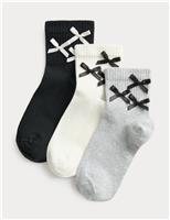 3pk Cotton Rich 3D Bows Socks (6 Small - 7 Large)