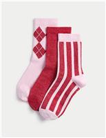 3pk Cotton Rich Sparkly Socks (6 Small - 7 Large)