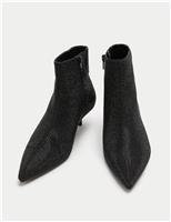 Wide Fit Satin Hotfix Kitten Heel Ankle Boots