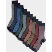 M&S 10pk Pique Cotton Rich Socks Multi