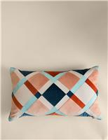 Velvet Geometric Patchwork Bolster Cushion