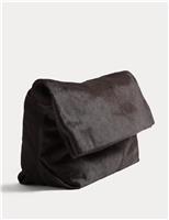 Hair On Leather Foldover Clutch Bag