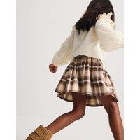M&S 2 Piece Checked Skirt & Blouse Outfit (18 Mths - 8 Yrs) Brown Mix