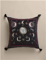 Velvet Embroidered Celestial Cushion