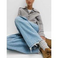 M&S High Waisted Crease Front Barrel Jeans Light Indigo