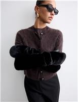 Leather & Faux Fur Long Mittens