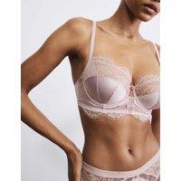 Rosie Saffron Satin & Lace Wired Balcony Bra A-E Pink