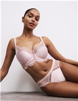 Saffron Satin & Lace Wired Balcony Bra (F-H)