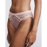 Rosie Saffron Satin & Lace High Leg Knickers Pink