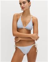 Smocked Tie Side Triangle Bikini Bottoms