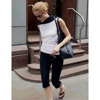 M&S Cotton Rich Slash Neck Slim Fit Vest Soft White